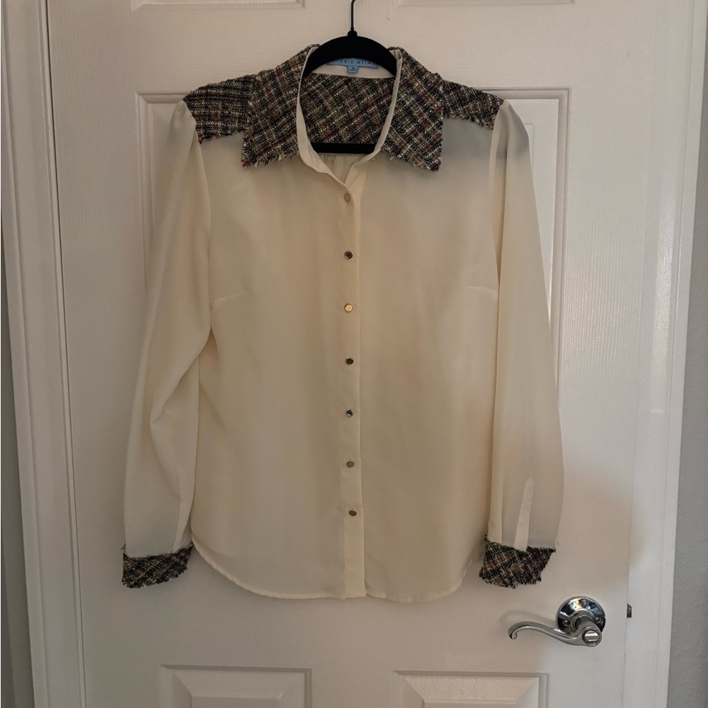 ANTONIO MELANI Multicolor Tweed Shell with Cream Trim medium